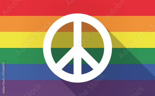 Long shadow Gay Pride flag with a peace sign