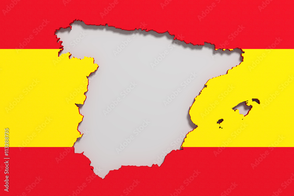 Silhouette of Spain map with flag - obrazy, fototapety, plakaty 