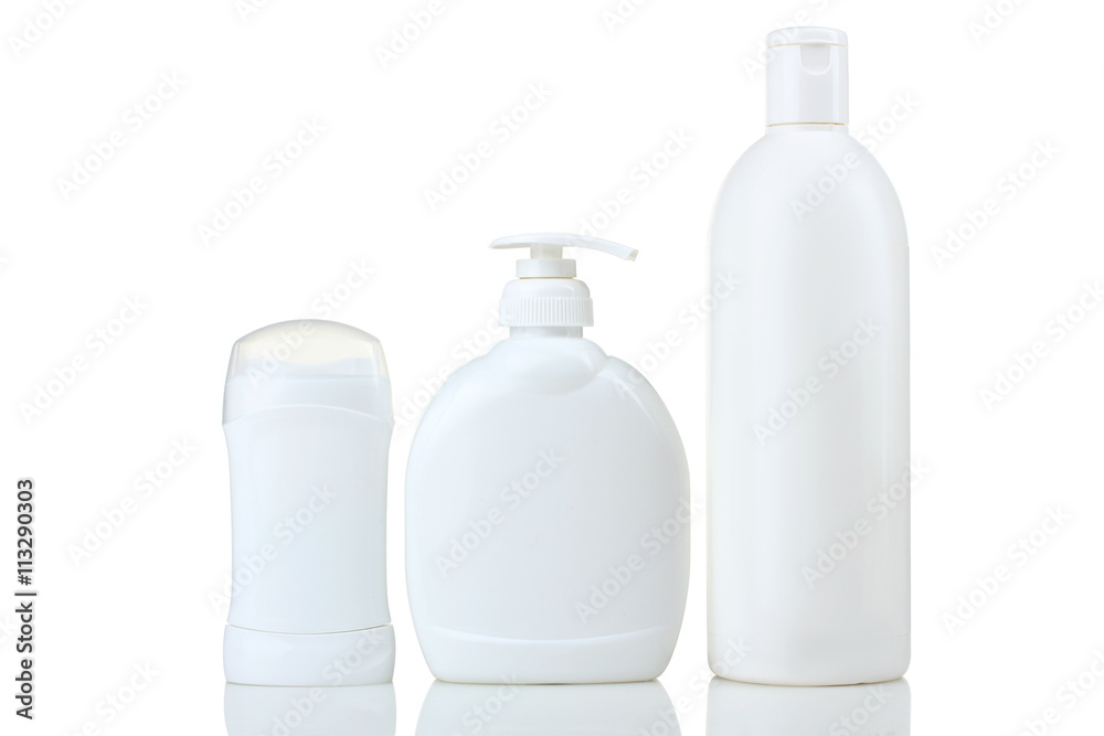 bottles with the cream on white isolated background bottles with the cream on white isolated background