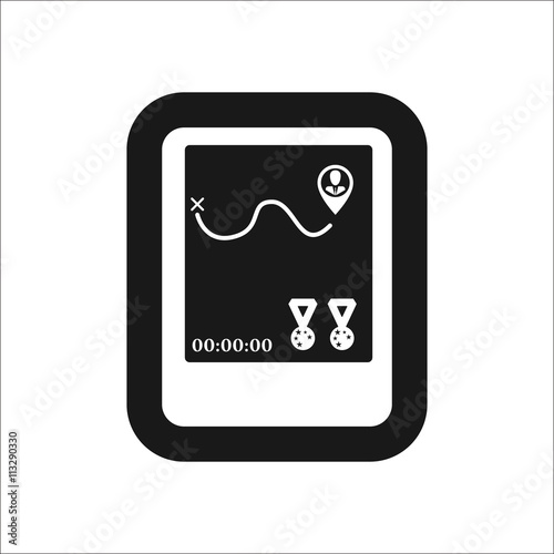 Smart watch technology with sport fitness tracker monitor sign simple icon on background