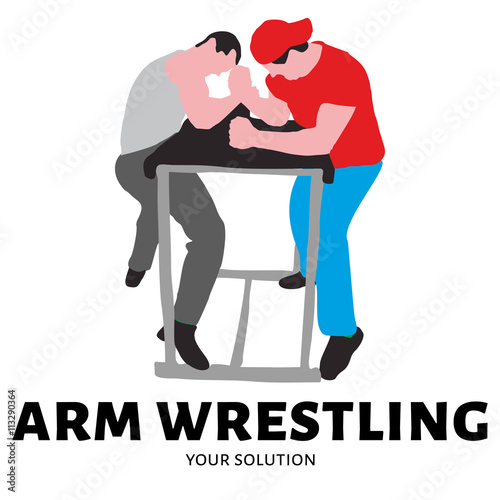 Logo vector arm wrestling. Arm wrestling battle fighters