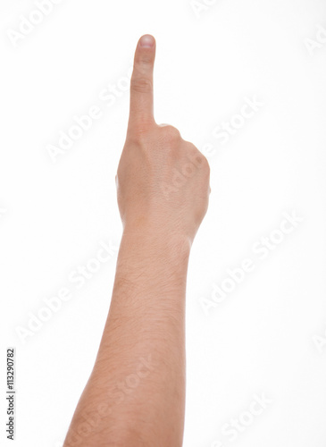Male hand indicating upwards