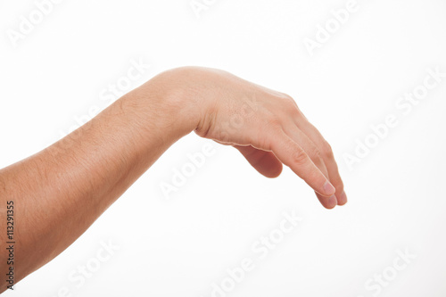 Man's hand demonstraiting a gesture of weariness photo