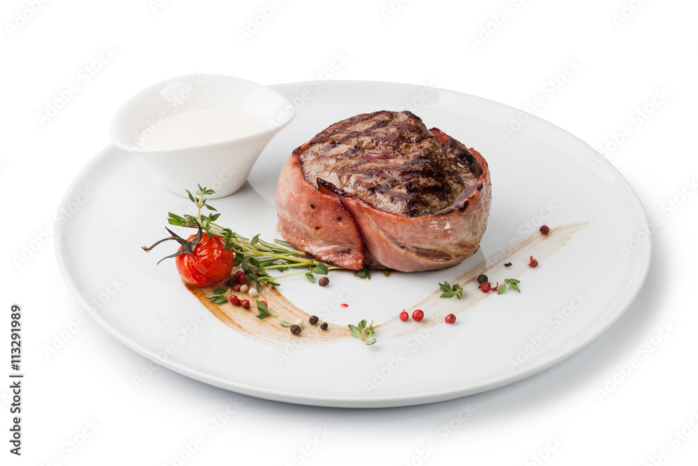 grilled fillet steak on an plate