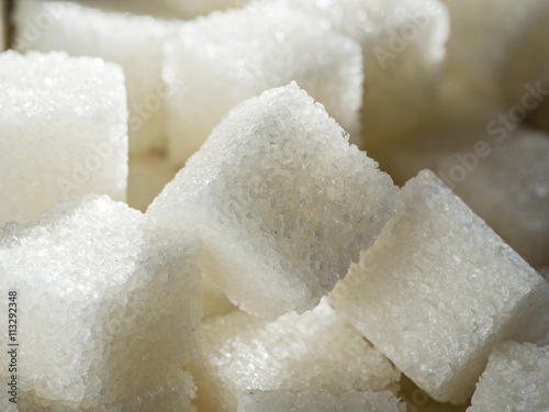 Close up shot of white refinery sugar.