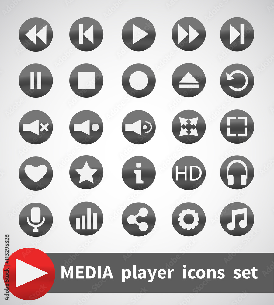 Media Player Icons Set. Multimedia. Isolated. Vector Illustration Media Player Icons Set. Multimedia. Isolated. Vector Illustration