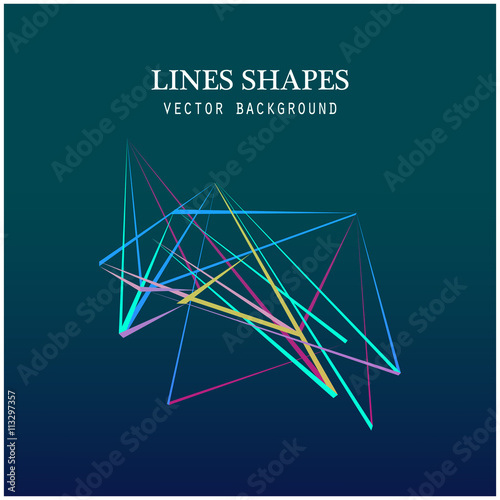 Colorful Lines shapes abstract isolated on blue dark background