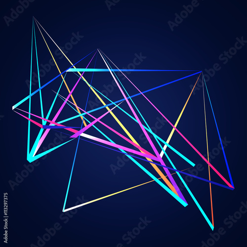 Colorful Lines shapes abstract isolated on blue dark background