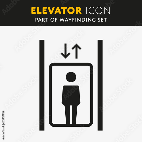 Vector Elevator Icon. Lift sign with man. Up and Down symbol.