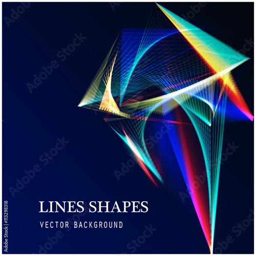 Lines shapes light abstract on blue dark background. Vector expanding light. Smooth abstract background with a slight glow effect and a space for your text or images