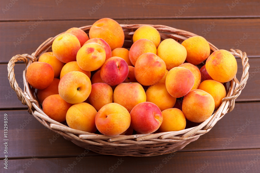 Apricots in a wicker basket Apricots in a wicker basket