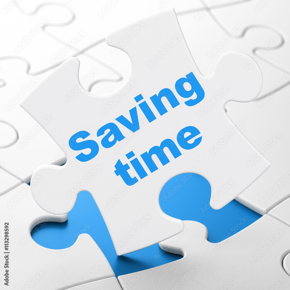 Time concept: Saving Time on puzzle background Time concept: Saving Time on puzzle background