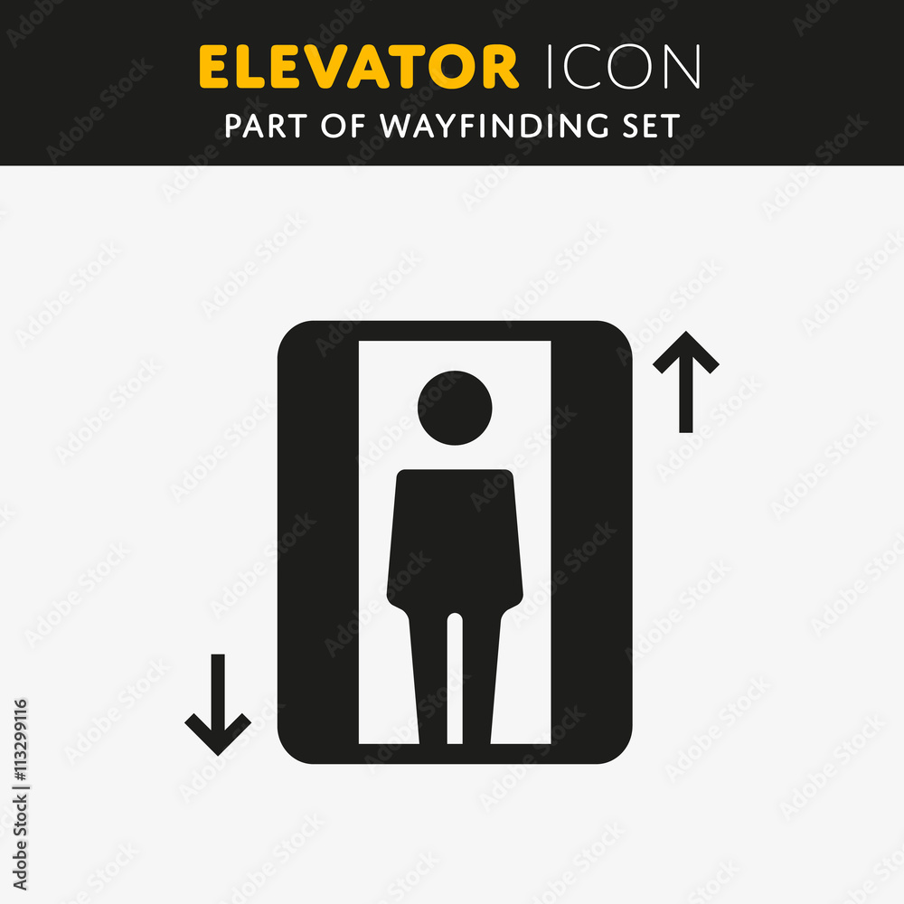 Vector Elevator Icon. Lift sign with man. Up and Down symbol. Stock ...