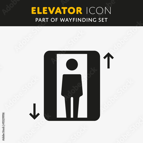Vector Elevator Icon. Lift sign with man. Up and Down symbol.