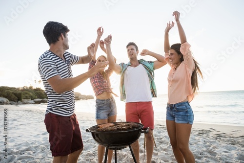 Friends having a barbecue