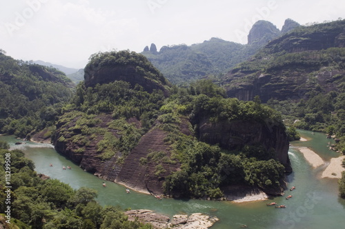 Bamboo river rafting at Tianyou Feng Heavenly Tour Peak in Mount Wuyi National Park, Fujian Province, China