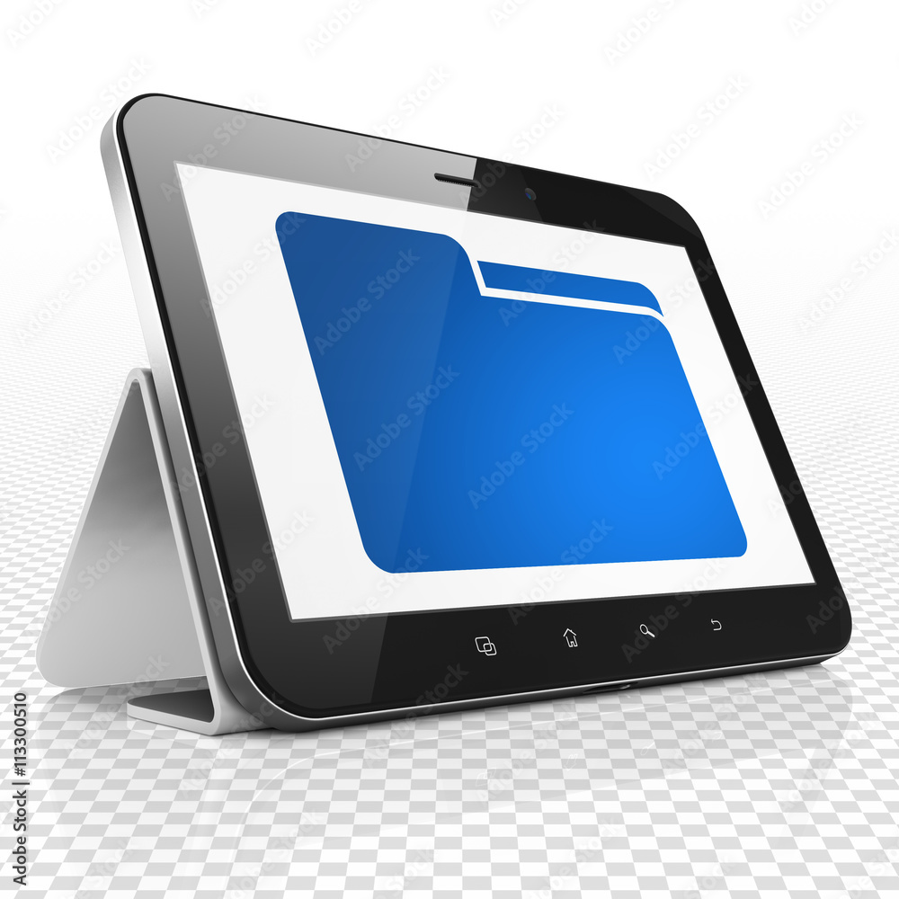 Business concept: Tablet Computer with Folder on display Business concept: Tablet Computer with Folder on display