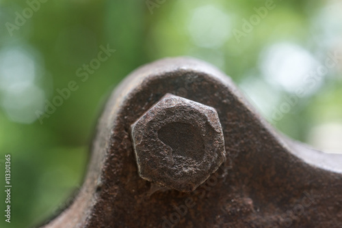 Detail of a steel bolt