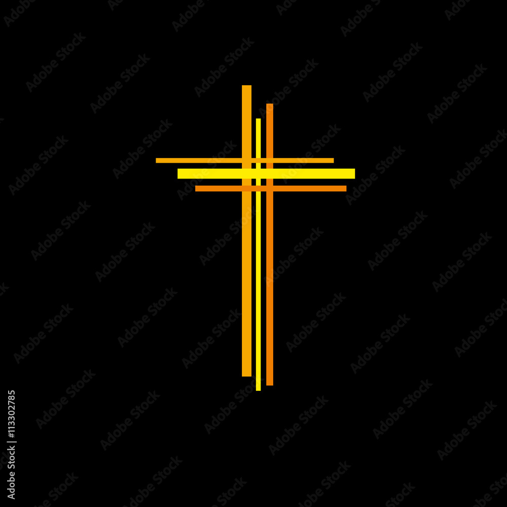 Vector abstract Christ crucifix; three crosses  on black backgro