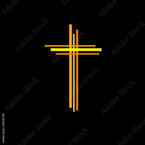 Vector abstract Christ crucifix; three crosses  on black backgro