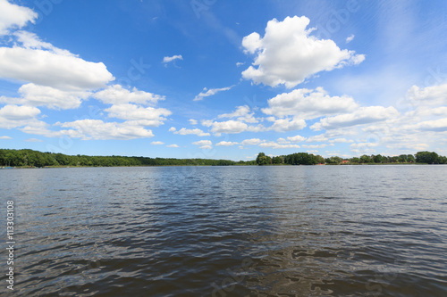 summer sky and clouds over lake landscape