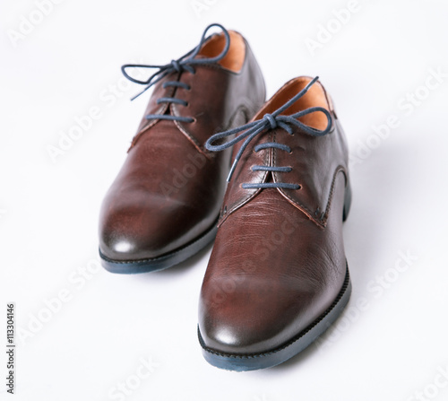 Brown leather female shoes