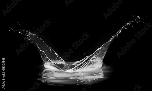 water splash isolated on black background. 3D illustration