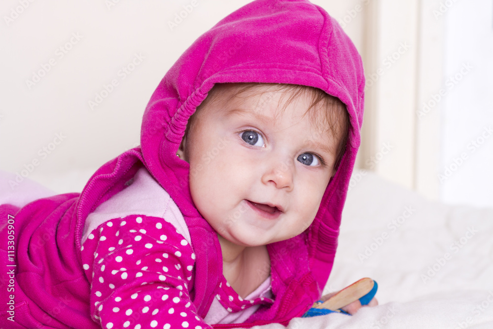 cute baby girl wearing hood cute baby girl wearing hood