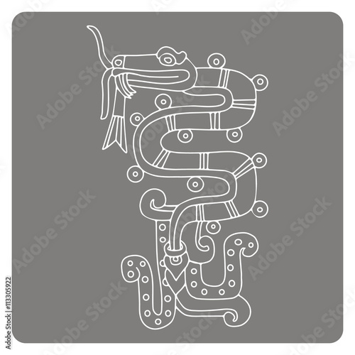 monochrome icon with symbols from Aztec codices for your design
