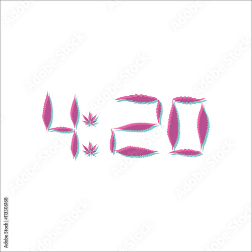 Legalize marijuana 4 20 anaglyph sign simple icon on white background