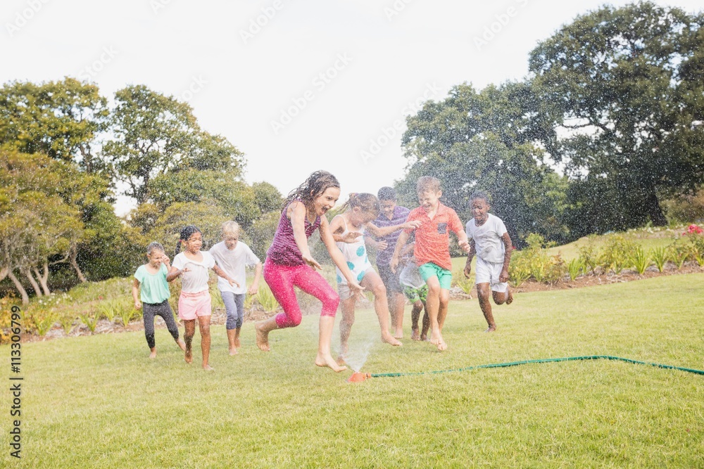 Kids playing together during a sunny day
