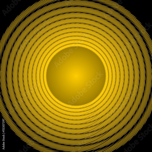 Yellow background with gradient circle in middle and concentric textured circles  place for own message  invitation  announcement