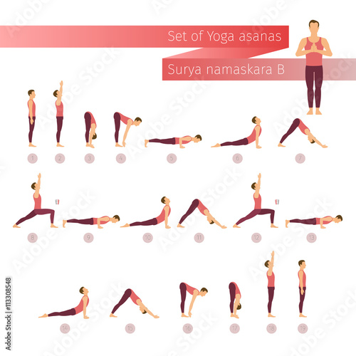 Vector yoga set in flat style. 