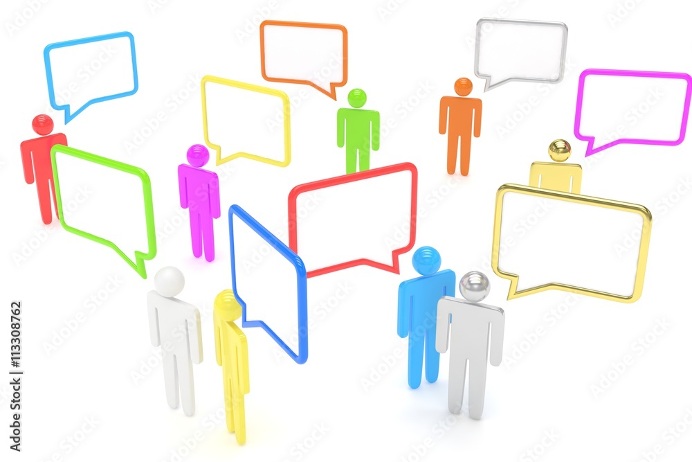 people with talk bubbles isolated over a white background. 3d rendering. people with talk bubbles isolated over a white background. 3d rendering.