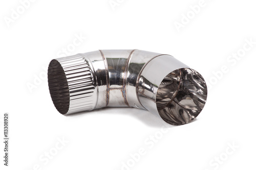 fitting detail, corner of metal tin funnel isolated on white