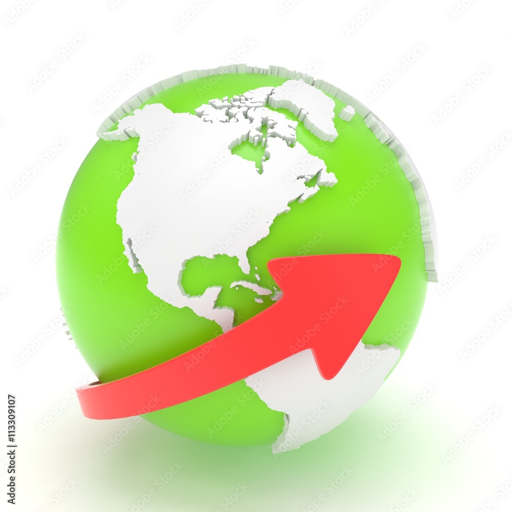 Arrow and Earth globe. 3d render Arrow and Earth globe. 3d render