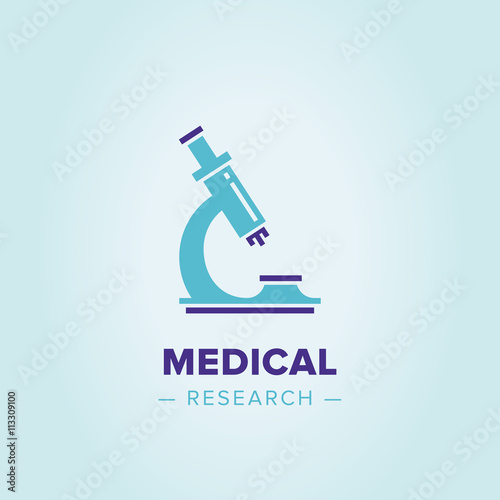 Vector logo microscope. Research sign, creative design illustration