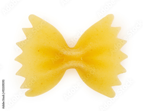Bow tie pasta isolated on white background