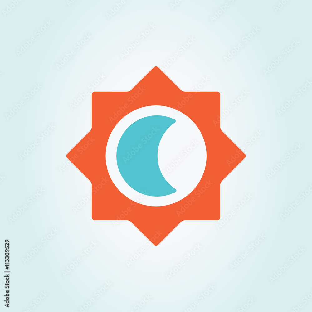 Travel agency logo. Design sun and moon. Summer orange and blue moon, travel logo. Travel agency logo. Design sun and moon. Summer orange and blue moon, travel logo.