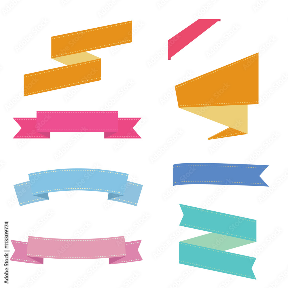 Flat ribbons , labels and tag vector.