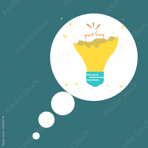 Idea concept. No Idea. Broken light bulb. Vector