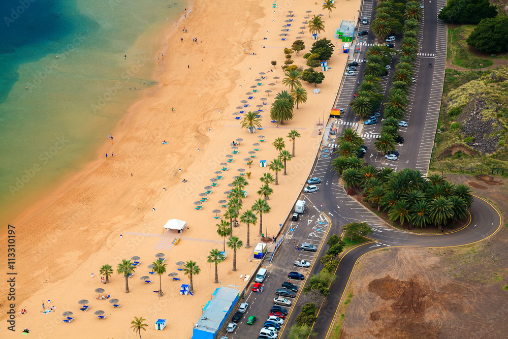 aerial view of the beach Las Teresitas