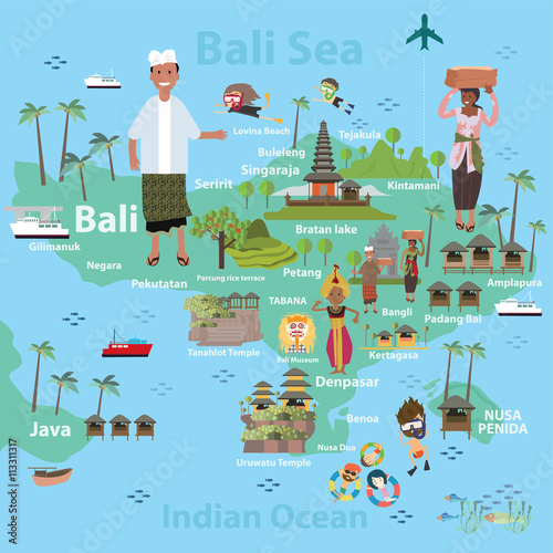 Bali indonesia map and travel
