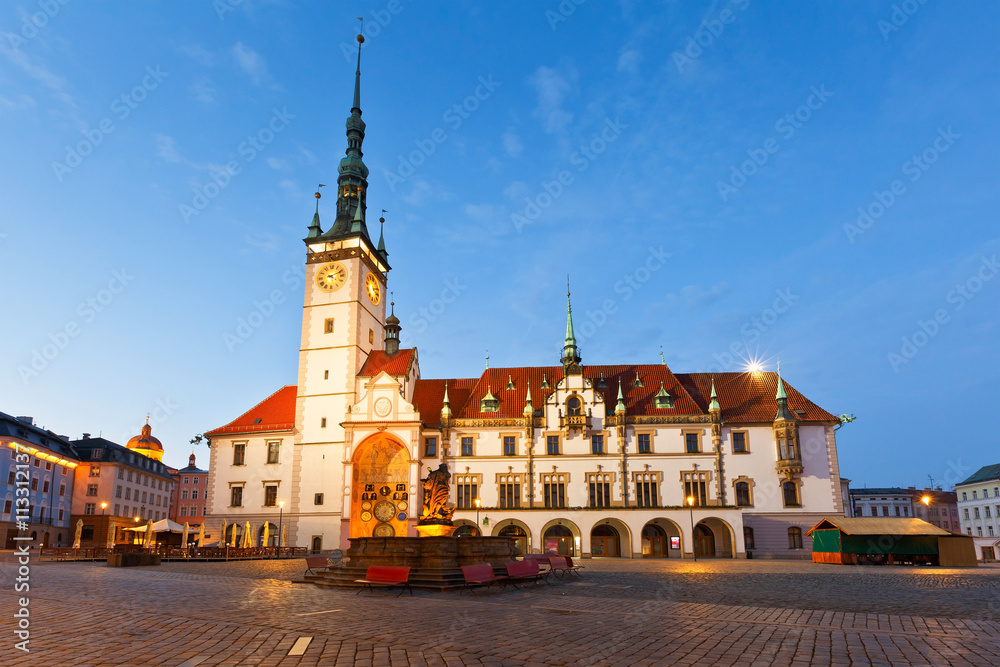 Fototapeta premium Town hall in the main square of the old town of Olomouc, Czech Republic.