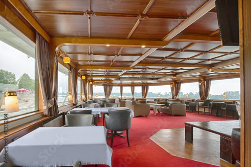Interior of a cruise boat restaurant