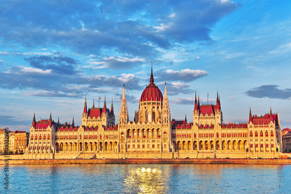 Hungarian Parliament at evening. Budapest. One of the most beaut