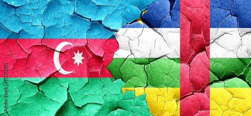 Azerbaijan flag with Central African Republic flag on a grunge c