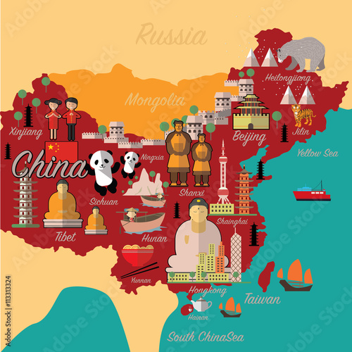China map and travel.China landmark eps 10 format