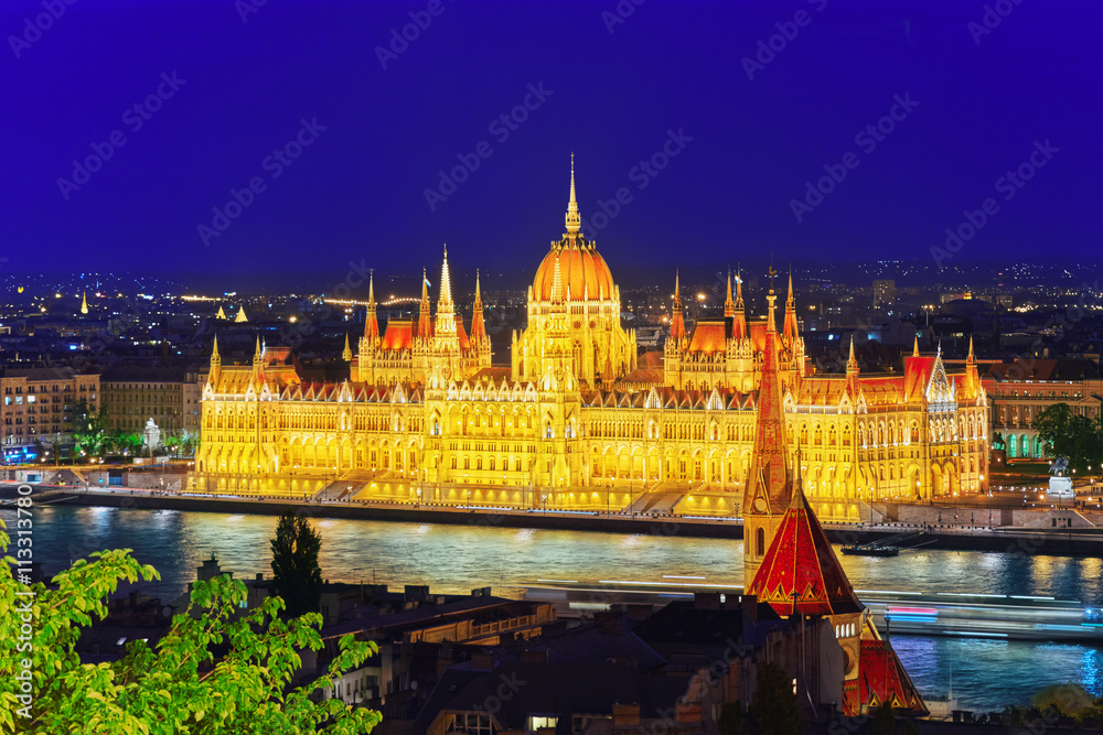 Hungarian Parliament at evening. Budapest. One of the most beaut