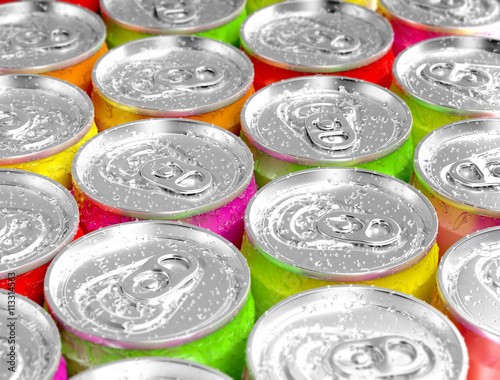 Colorful aluminum cans.